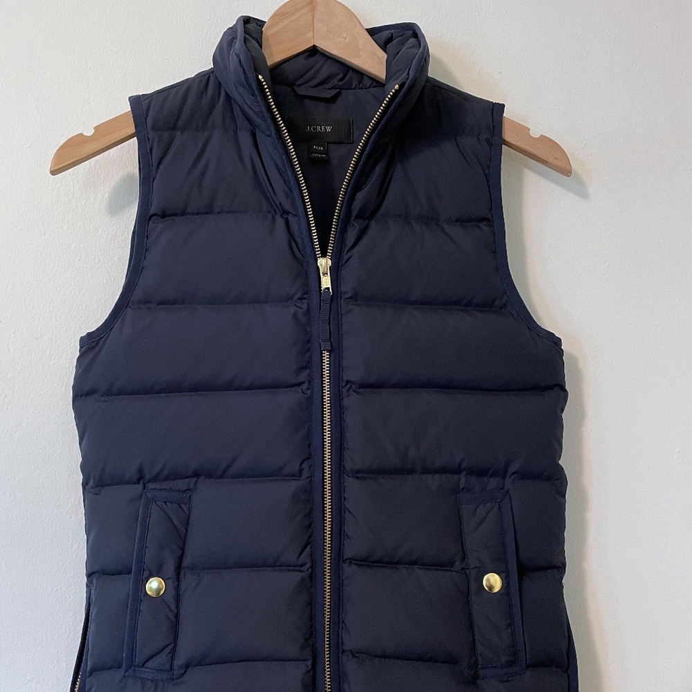 J Crew Navy Mountain Puffer Vest (New, Petite XXS)